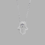 Hamsa Hand Pendant Necklace 925 Sterling Silver