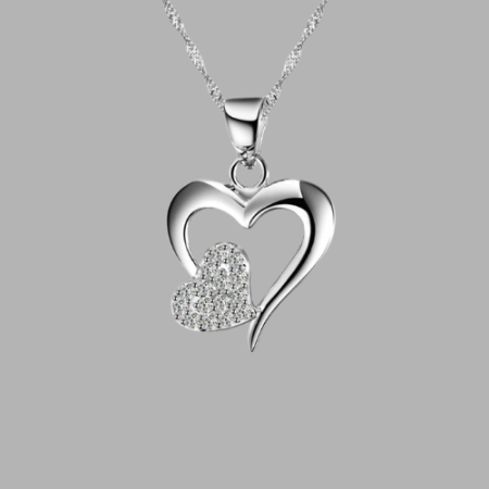 Open Heart Pendant Necklace 925 Sterling Silver